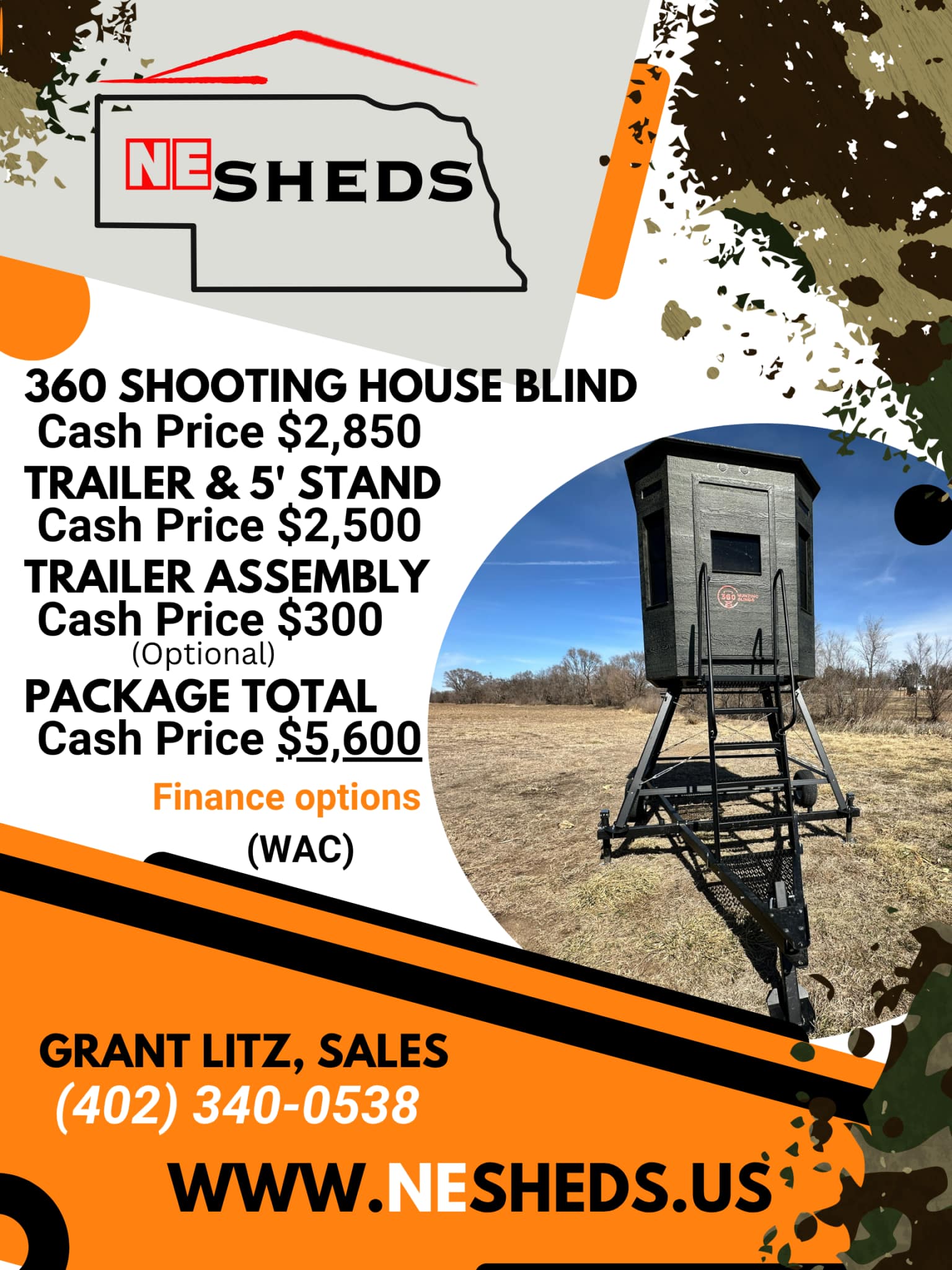 360 Shooting House Hunting Blind with Trailer - Yutan NE. Location | NE Sheds - Image 3