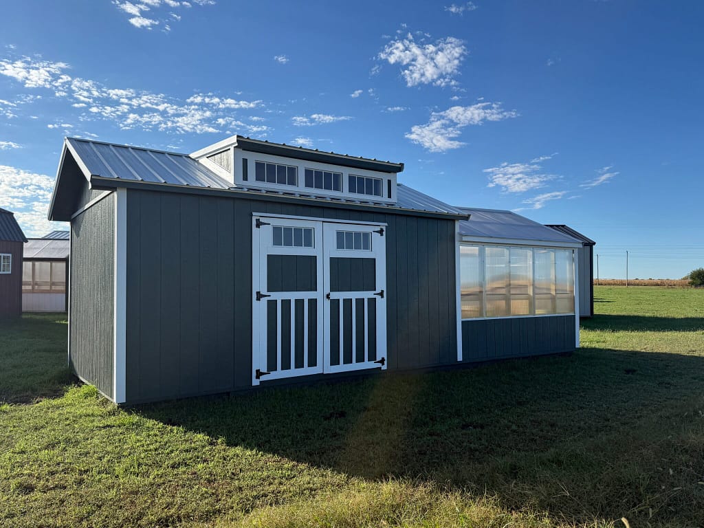 12x26 Greenhouse + Shed combo, exterior view, Alda, NE