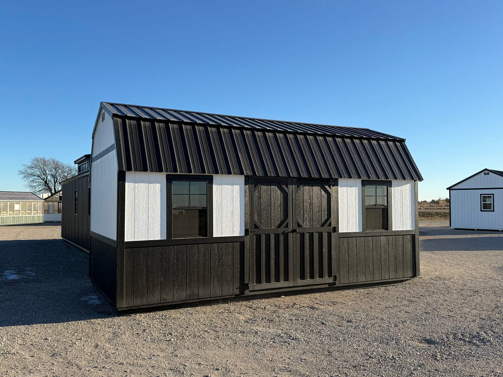 10x20 Lofted Garden Shed – black and white, Hampton, NE