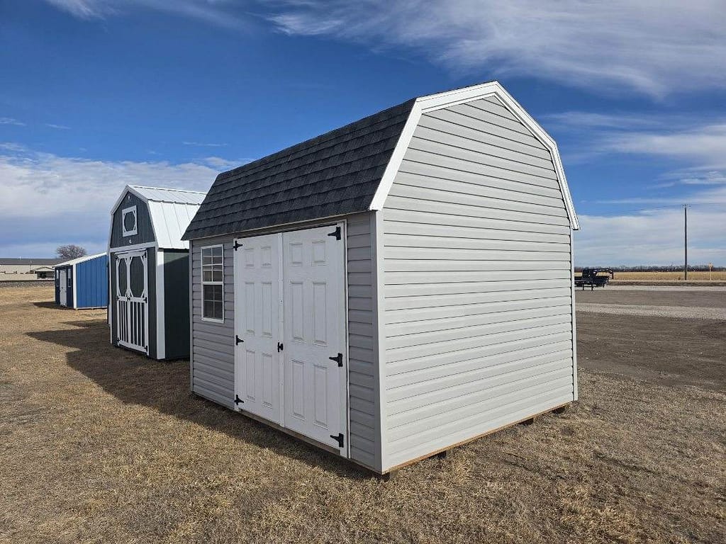 10x12 Lofted Garden Shed – Ash Gray, built-in workbench, Alda, NE