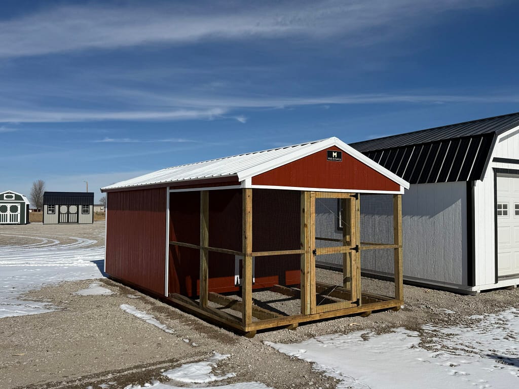 10x20 Chicken Coop – red, wood-frame chicken coop, Hampton, NE