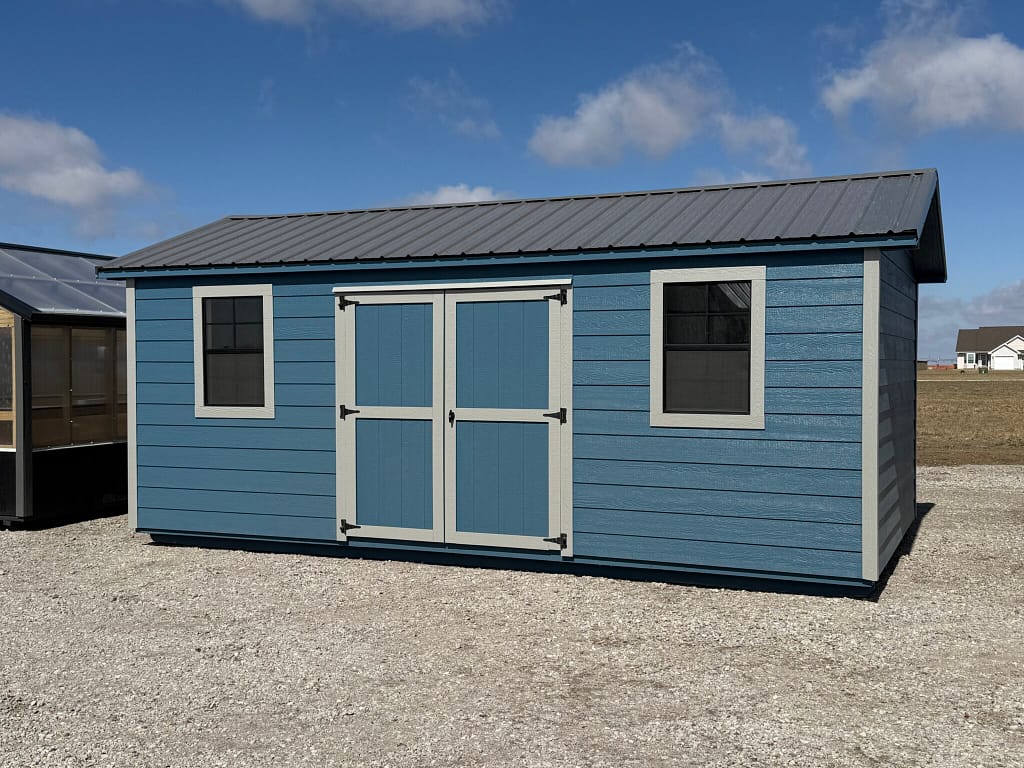 12x20 Garden Shed – LP lap siding, black-framed windows, Hampton, NE