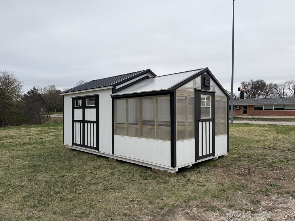 10x20 Greenhouse Shed Combo – polycarbonate greenhouse, metal roof, Hampton, NE