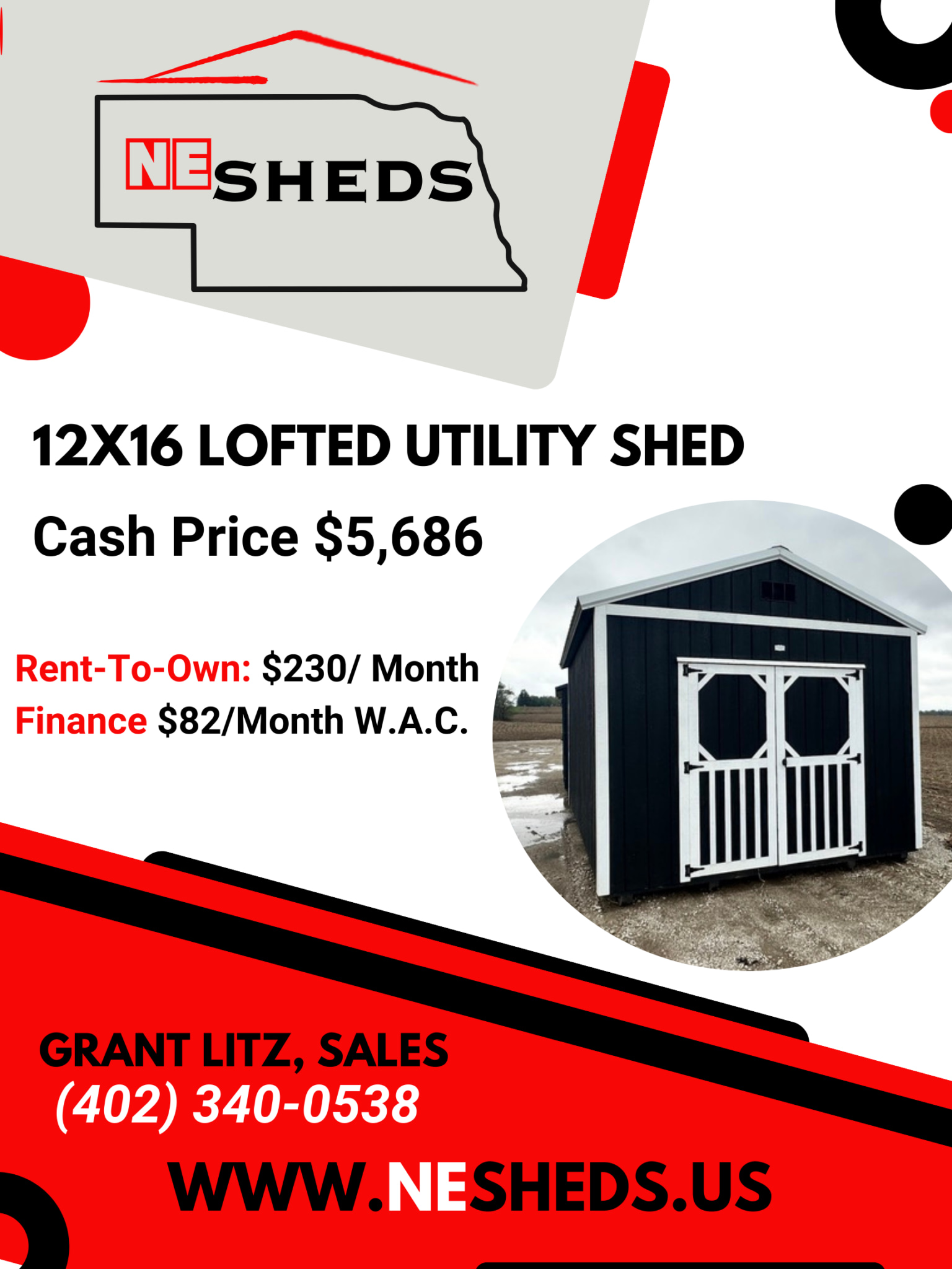 12x16 Lofted Utility Shed - Yutan, NE - Image 8