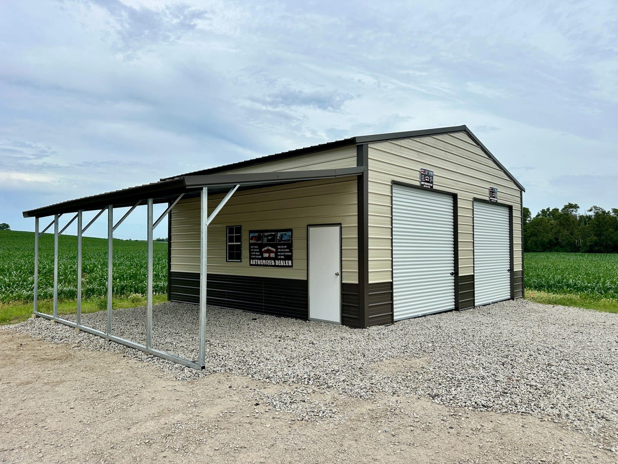 42x25x12'/10' Steel Garage with Carport - Yutan, NE - Image 3