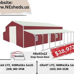 48x40x12 Step Down Barn