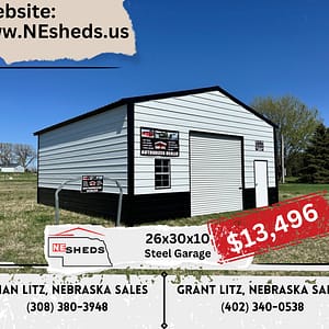 26x30x10 Steel Garage - Atkinson, NE