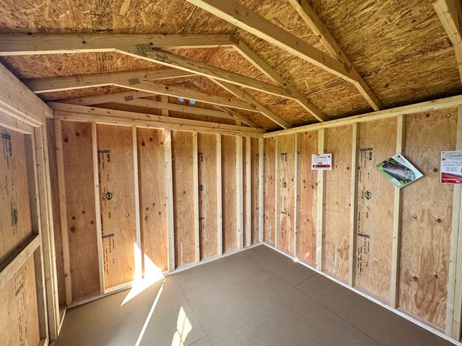 Interior of shed; looking to back corner