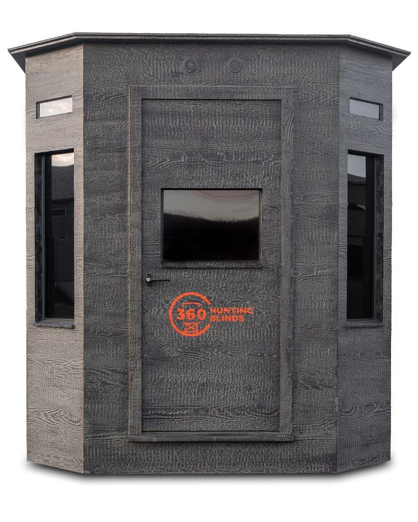 Product image showing the front of the Shootin' House hunting blind.